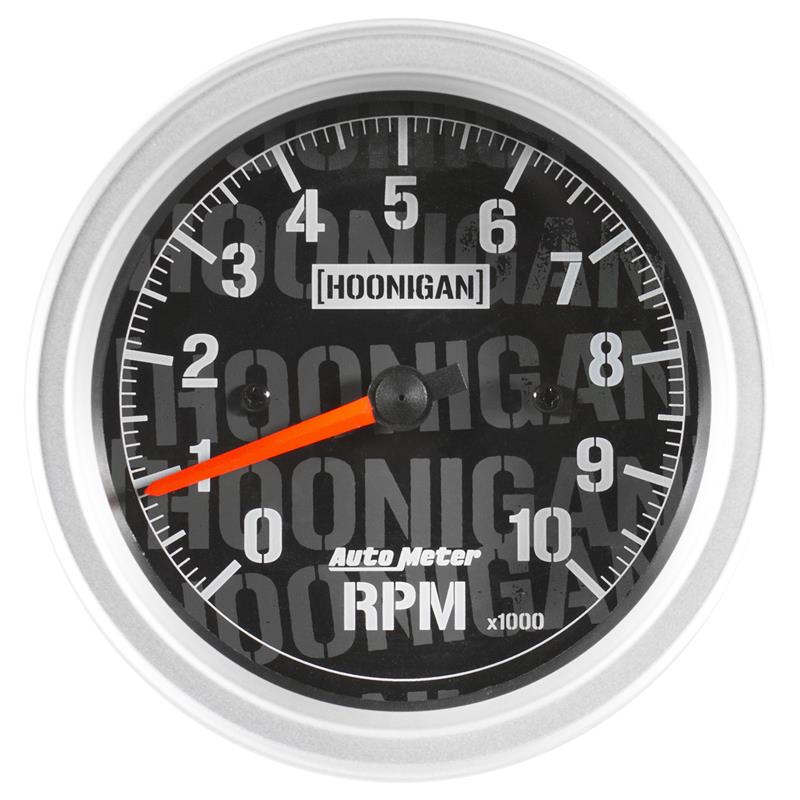 Auto Meter Hoonigan Series - In-Dash Tachometer - Electric, Air-Core Movement - Incl Bulb & Socket 3212 - Incl Light Covers Red 3214 & Green 3215 - Incl Mounting Hardware Bracket Included 4497-09000