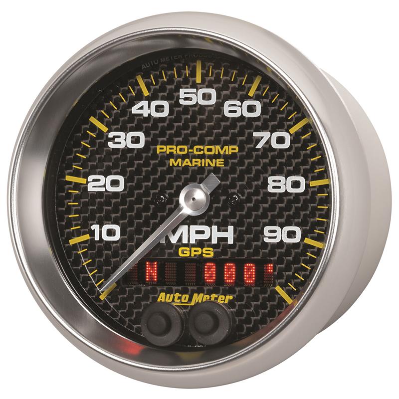 Auto Meter Marine Carbon Fiber Series - GPS Speedometer - Digital Stepper Motor Movement - Incl Bulb & Socket 3220 - Incl Light Covers Red 3214 & Green 3215 - Incl Mounting Hardware 200636-40