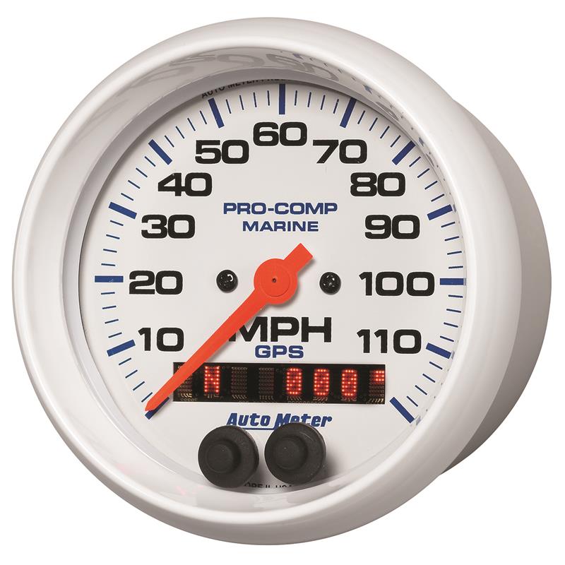 Auto Meter Marine White Series - GPS Speedometer - Digital Stepper Motor Movement - Incl Bulb & Socket 3220 - Incl Light Covers Red 3214 & Green 3215 - Incl Mounting Hardware 200637