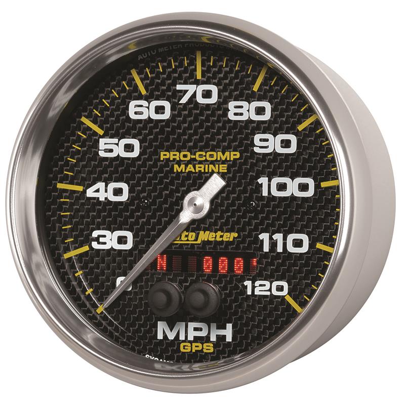 Auto Meter Marine Carbon Fiber Series - GPS Speedometer - Digital Stepper Motor Movement - Incl Bulb & Socket 3220 - Incl Light Covers Red 3214 & Green 3215 - Incl Mounting Hardware 200646-40