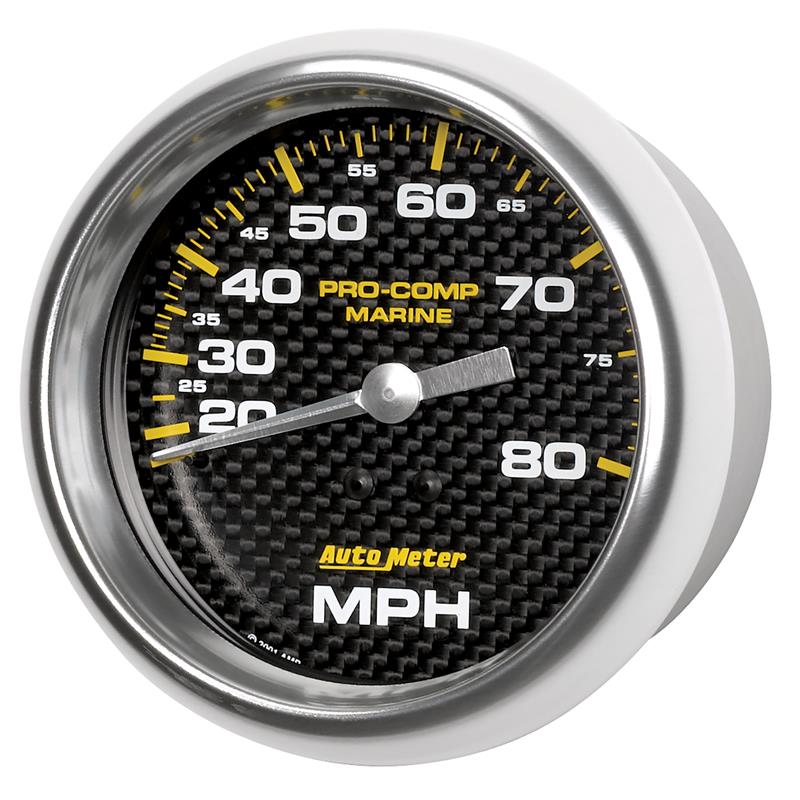 Auto Meter Marine Carbon Fiber Series - Mechanical Speedometer - Mechanical Movement - Incl Bulb & Socket 3220 - Incl Light Covers Red 3214 & Green 3215 - Incl Mounting Hardware 200753-40