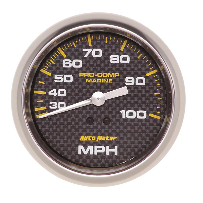 Auto Meter Marine Carbon Fiber Series - Mechanical Speedometer - Mechanical Movement - Incl Bulb & Socket 3220 - Incl Light Covers Red 3214 & Green 3215 - Incl Mounting Hardware 200754-40