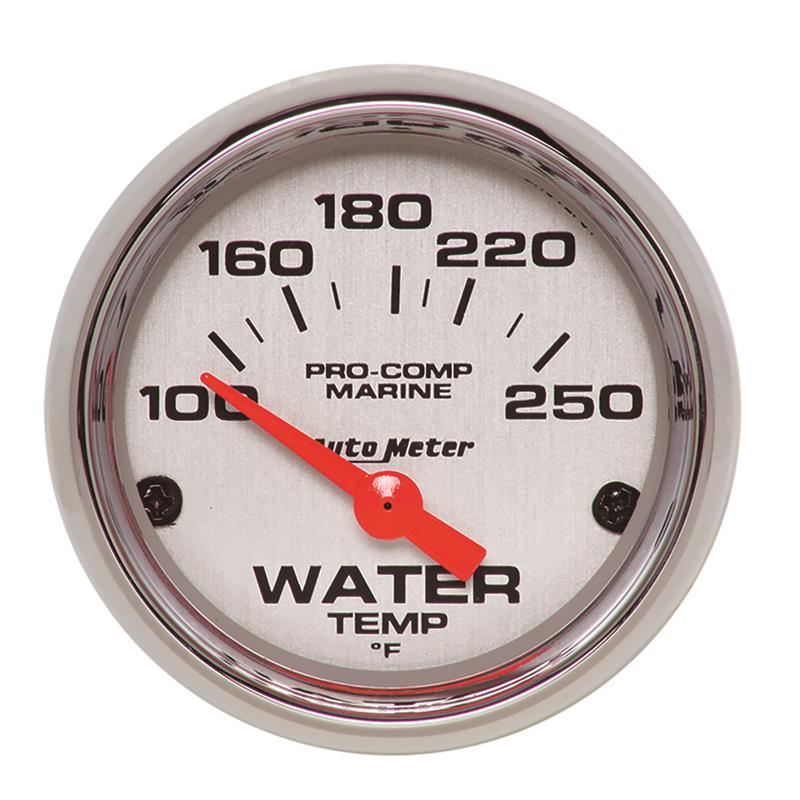 Auto Meter Marine Chrome Ultra-Lite Series - Water Temperature Gauge - Air Core Movement - Incl Bulb & Socket 3220 - Incl Light Covers Red 3214 & Green 3215 - Incl Mounting Hardware 2225 200762-35