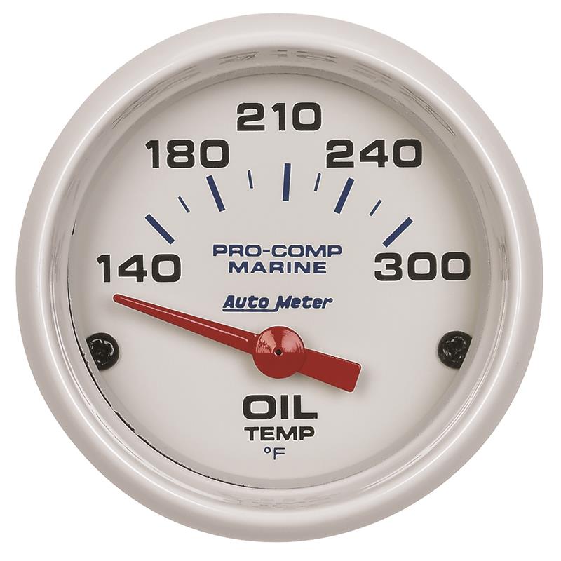 Auto Meter Marine White Series - Oil Temperature Gauge - Air Core Movement - Incl Bulb & Socket 3220 - Incl Light Covers Red 3214 & Green 3215 - Incl Mounting Hardware 2225 200764