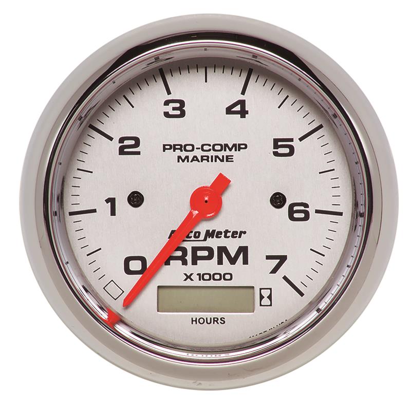 Auto Meter Marine Chrome Ultra-Lite Series - In-Dash Tachometer - Air Core Movement - Incl Bulb & Socket 3220 - Incl Light Covers Red 3214 & Green 3215 - Incl Mounting Hardware 200890-35