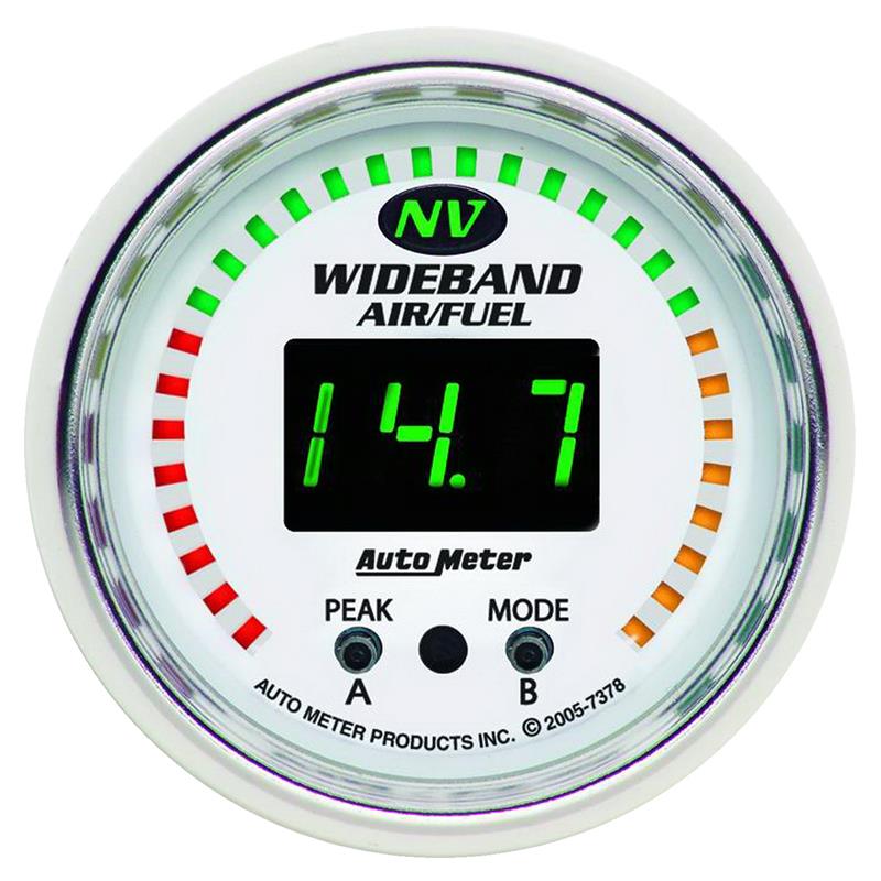 Auto Meter NV Series - Wideband Air/Fuel Ratio (AFR) Gauge - Digital Movement - Incl Sensor Unit 2243 - Incl M18X1.5 Fitting & Plug - Incl Wire Harness 5232 - Incl Mounting Hardware 2230 7378