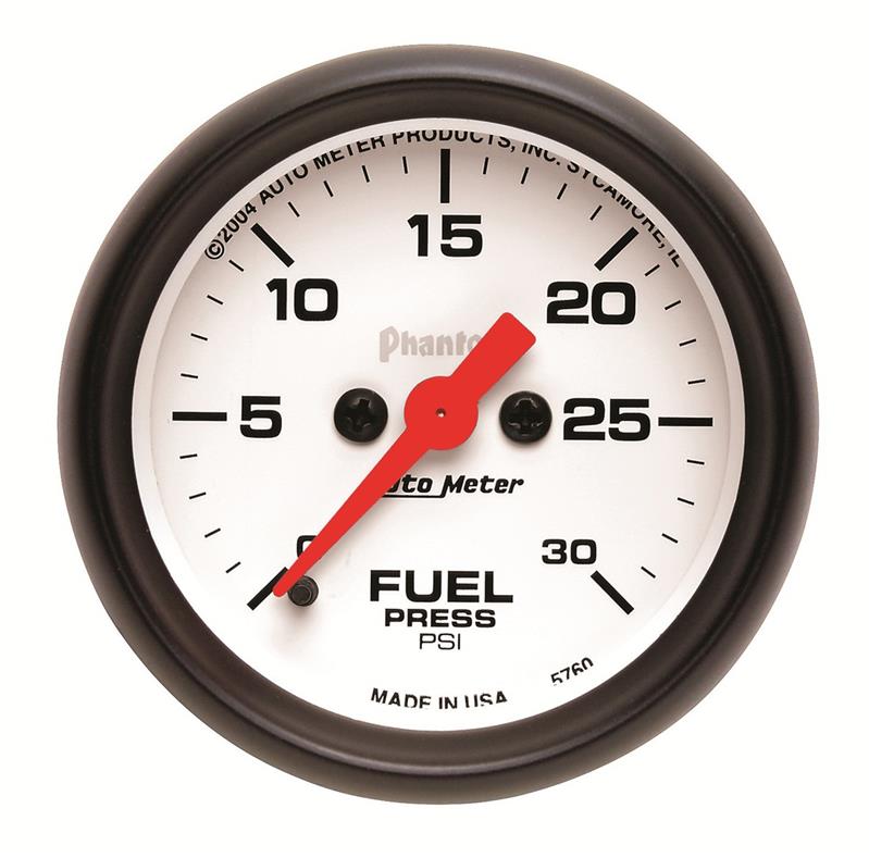 Auto Meter Phantom Series - Fuel Pressure Gauge - Electric, Digital Stepper Motor Movement - Incl Sensor Unit 2239 - Incl Wire Harness 5227 - Incl Bulb & Socket 3220 - Incl Light Covers Red 3214 & Green 3215 - Incl Mounting Hardware 2230 5760