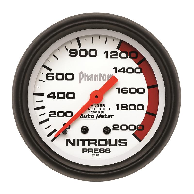 Auto Meter Phantom Series - Nitrous Pressure Gauge - Mechanical Movement - Incl Bulb & Socket 3220 - Incl Light Covers Red 3214 & Green 3215 - Incl Mounting Hardware 3245 5828