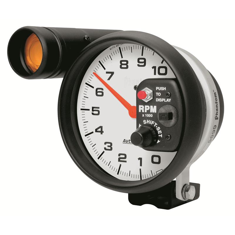 Auto Meter Phantom Series - Pedestal Tachometer - Electric, Air-Core Movement - Incl Bulb & Socket 3219 - Incl Mounting Bracket 5899