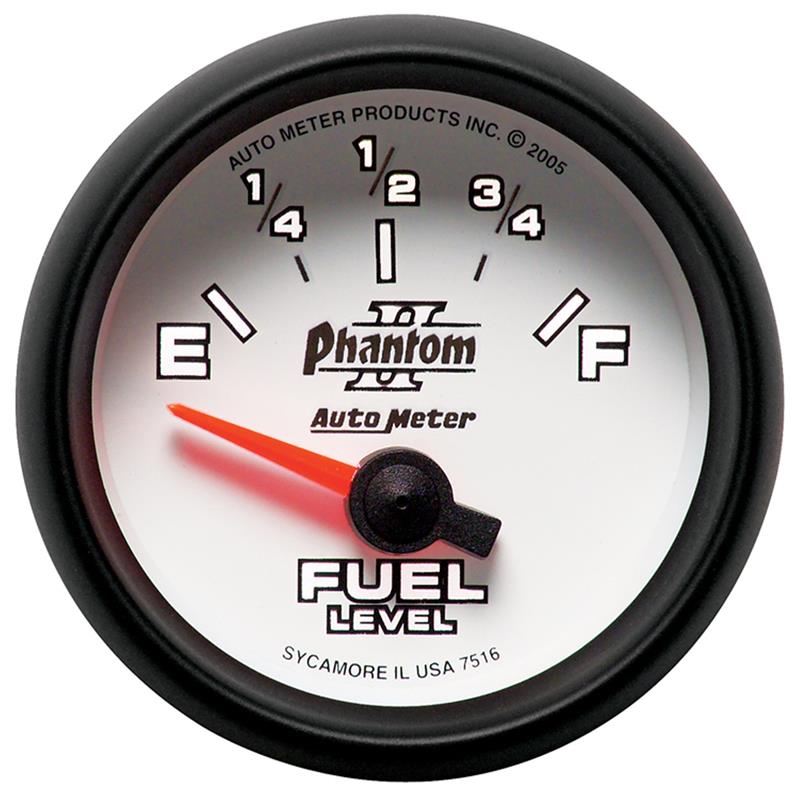 Auto Meter Phantom II Series - Fuel Level Gauge - Electric, Air-Core Movement - Incl Mounting Hardware 2230 7516