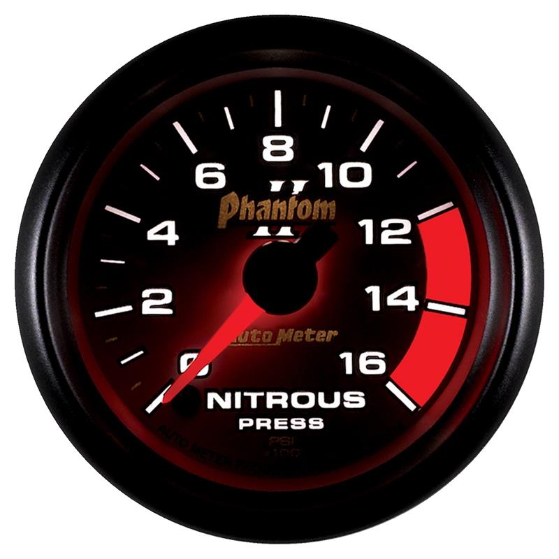 Auto Meter Phantom II Series - Nitrous Pressure Gauge - Electric, Digital Stepper Motor Movement - Incl Sensor Unit 2240 - Incl Wire Harness 5227 - Incl Mounting Hardware 2230 7574