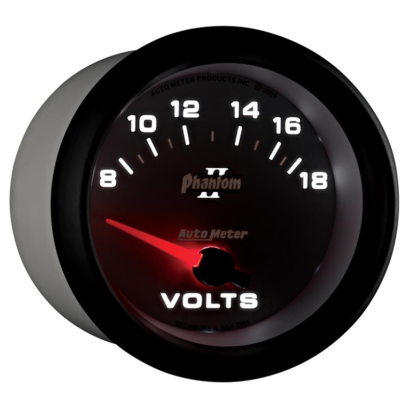 Auto Meter Phantom II Series - Voltmeter Gauge - Electric, Air-Core Movement - Incl Mounting Hardware 3245 7891