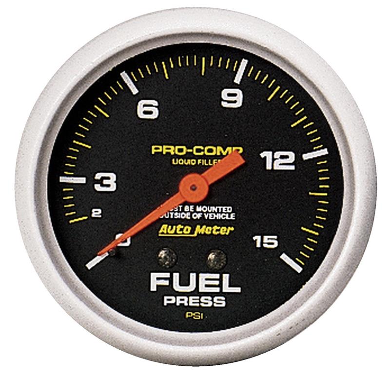 Auto Meter Pro-Comp Series - Fuel Pressure Gauge - Mechanical Movement - Incl Bulb & Socket 3211 - Incl Light Covers Red 3214 & Green 3215 - Incl Mounting Hardware 3245 5411