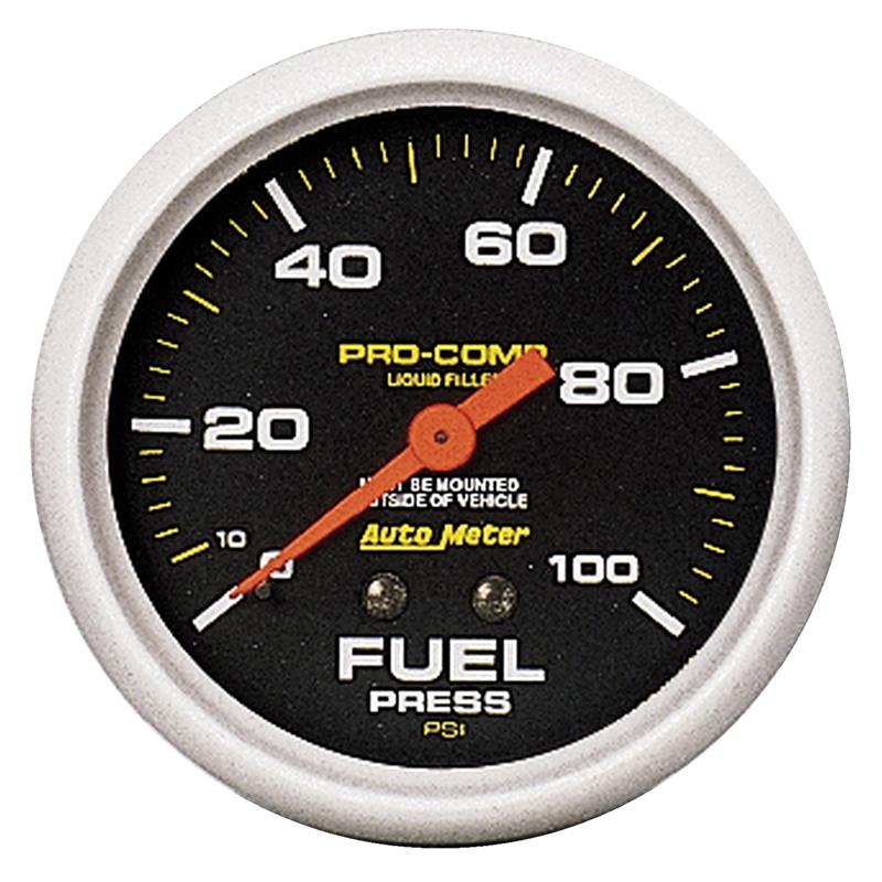 Auto Meter Pro-Comp Series - Fuel Pressure Gauge - Mechanical Movement - Incl Bulb & Socket 3211 - Incl Light Covers Red 3214 & Green 3215 - Incl Mounting Hardware 3245 5412