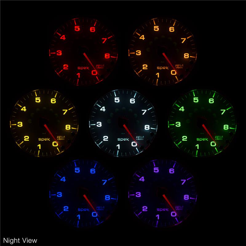 Auto Meter Spek-Pro Black Series - In-Dash Tachometer - Electric, Digital Stepper Motor Movement - Incl Wire Harness P19373 - Incl Mounting Hardware P12467 P23831