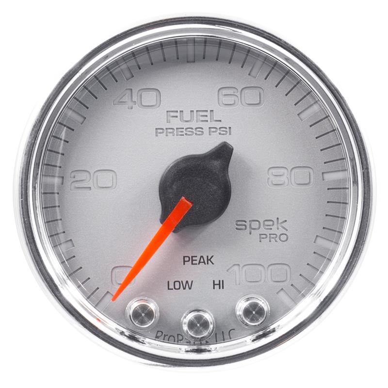 Auto Meter Spek-Pro Silver Series - Fuel Pressure Gauge - Electric, Digital Stepper Motor Movement - Incl Sensor Unit P13153 - Incl Wire Harness P19380 - Incl Mounting Hardware P12467 P31421