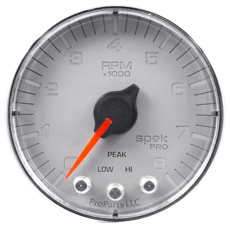 Auto Meter Spek-Pro Silver Series - In-Dash Tachometer - Electric, Digital Stepper Motor Movement - Incl Wire Harness P19373 - Incl Mounting Hardware P12467 P334218