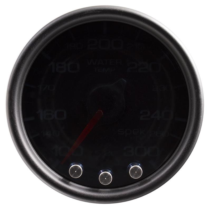 Auto Meter Spek-Pro Smoked Series - Water Temperature Gauge - Electric, Digital Stepper Motor Movement - Incl Sensor Unit P13125 - Incl Wire Harness P19370 - Incl Mounting Hardware P12467 P34652