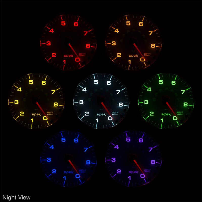 Auto Meter Spek-Pro White Series - In-Dash Tachometer - Electric, Digital Stepper Motor Movement - Incl Wire Harness P19373 - Incl Mounting Hardware P12467 P23812