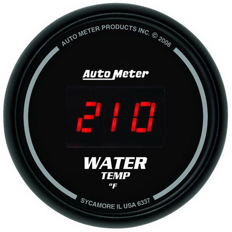 Auto Meter Sport-Comp Digital Series - Water Temperature Gauge - Digital Movement - Incl Sensor Unit 2252 - Incl 3/8in NPT & 1/2in NPT Adapter Fittings - Incl Wire Harness 5226 - Incl Mounting Hardware 2230 6337