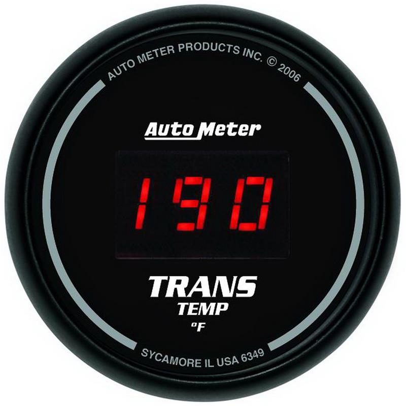 Auto Meter Sport-Comp Digital Series - Transmission Temperature Gauge - Digital Movement - Incl Sensor Unit 2252 - Incl 3/8in NPT & 1/2in NPT Adapter Fittings - Incl Wire Harness 5226 - Incl Mounting Hardware 2230 6349