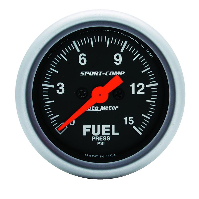 Auto Meter Sport-Comp Series - Fuel Pressure Gauge - Electric, Digital Stepper Motor Movement - Incl Sensor Unit 2245 - Incl Wire Harness 5227 - Incl Bulb & Socket 3220 - Incl Light Covers Red 3214 & Green 3215 - Incl Mounting Hardware 2230 3361