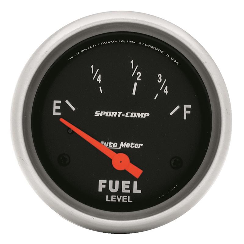 Auto Meter Sport-Comp Series - Fuel Level Gauge - Electric, Air-Core Movement - Incl Bulb & Socket 3220 - Incl Light Covers Red 3214 & Green 3215 - Incl Mounting Hardware 3245 3515