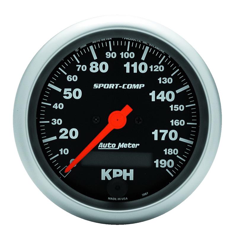 Auto Meter Sport-Comp Series - Speedometer - Electric, Air-Core Movement - Incl Bulb & Socket 3212 - Incl Light Covers Red 3214 & Green 3215 - Incl Mounting Hardware Bracket Included 3987-M