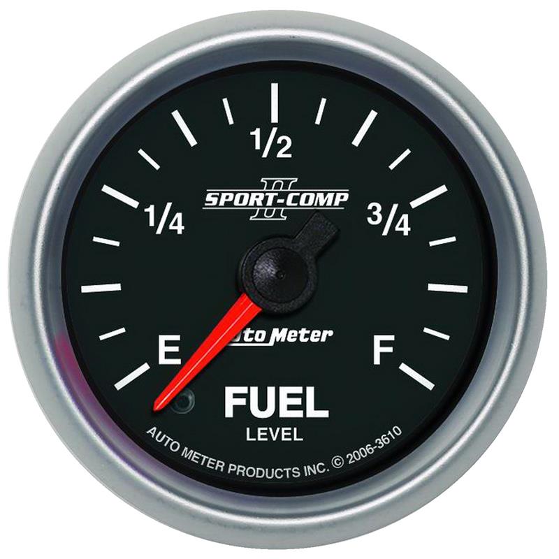 Auto Meter Sport-Comp II Series - Fuel Level Gauge - Electric, Digital Stepper Motor Movement - Incl Wire Harness 5233 - Incl Mounting Hardware 2230 3610