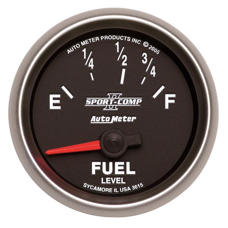 Auto Meter Sport-Comp II Series - Fuel Level Gauge - Electric, Air-Core Movement - Incl Mounting Hardware 2230 3615