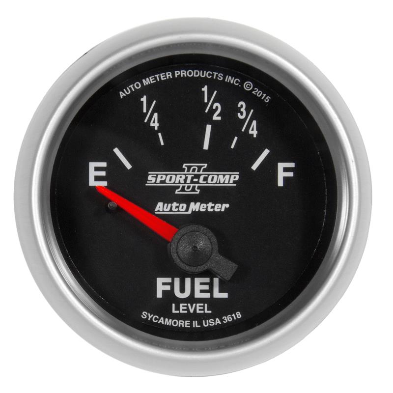 Auto Meter Sport-Comp II Series - Fuel Level Gauge - Electric, Air-Core Movement - Incl Mounting Hardware 2230 3618