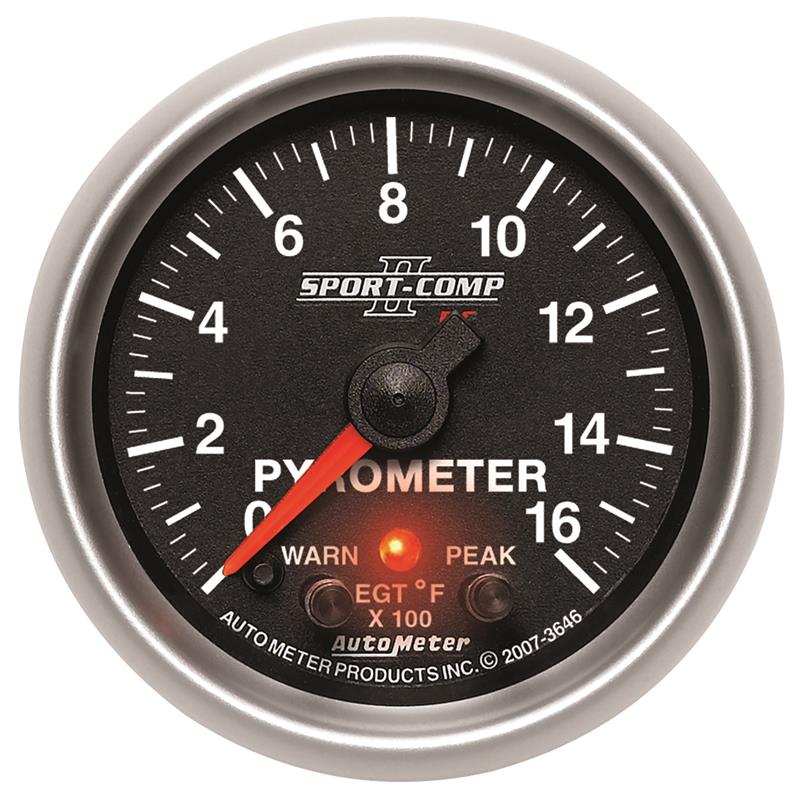 Auto Meter Sport-Comp II Series - Pyrometer Gauge - Electric, Digital Stepper Motor Movement - Incl Wire Harness 5251 - Incl Mounting Hardware 2230 3646
