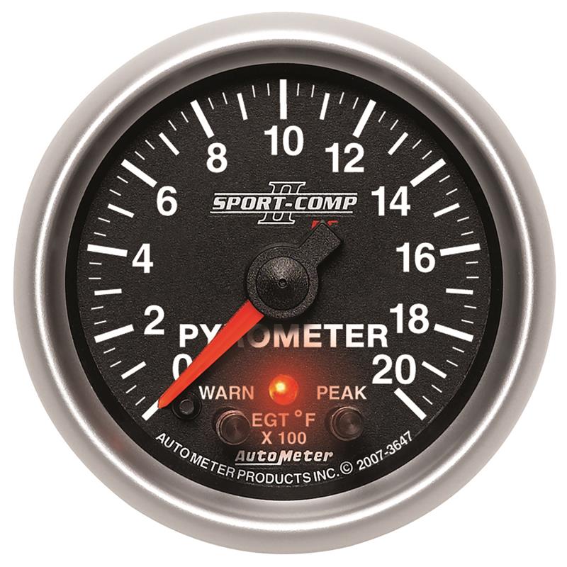 Auto Meter Sport-Comp II Series - Pyrometer Gauge - Electric, Digital Stepper Motor Movement - Incl Wire Harness 5251 - Incl Mounting Hardware 2230 3647