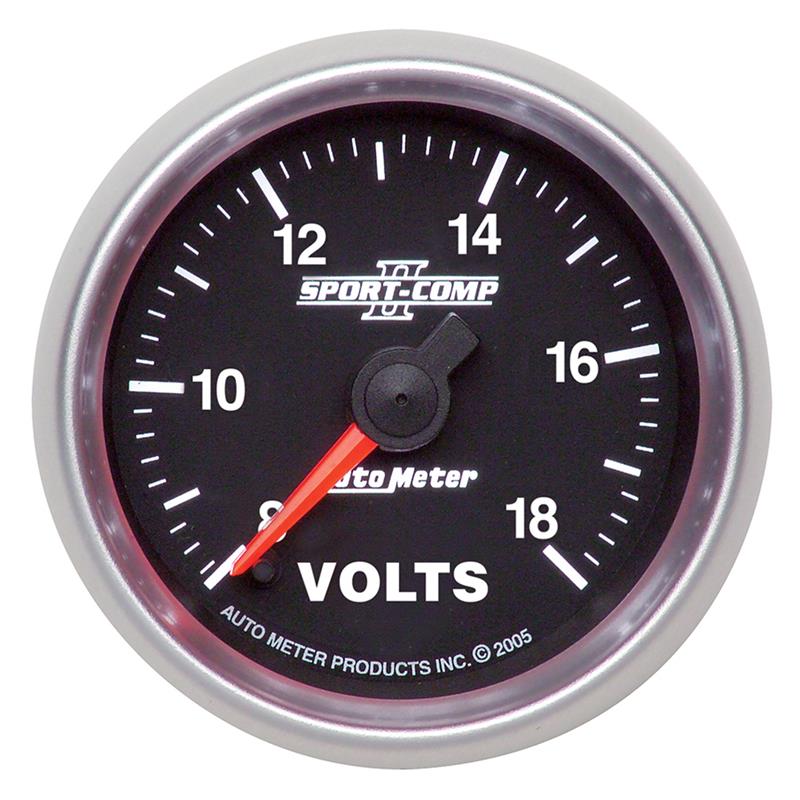 Auto Meter Sport-Comp II Series - Voltmeter Gauge - Electric, Digital Stepper Motor Movement - Incl Wire Harness 5234 - Incl Mounting Hardware 2230 3691