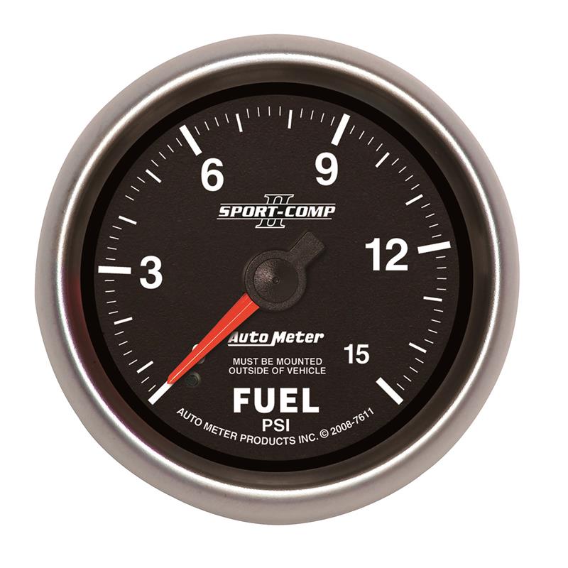 Auto Meter Sport-Comp II Series - Fuel Pressure Gauge - Mechanical Movement - Incl Mounting Hardware 3245 7611