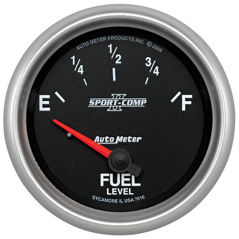 Auto Meter Sport-Comp II Series - Fuel Level Gauge (73 Empty / 10 Full NON-LINEAR) - Electric, Air-Core Movement - Incl Mounting Hardware 3245 7615