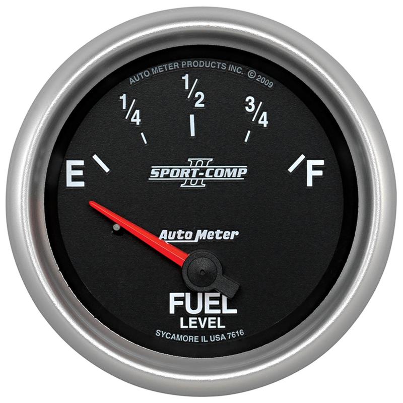 Auto Meter Sport-Comp II Series - Fuel Level Gauge (240 Empty / 33 Full) - Electric, Air-Core Movement - Incl Mounting Hardware 3245 7616