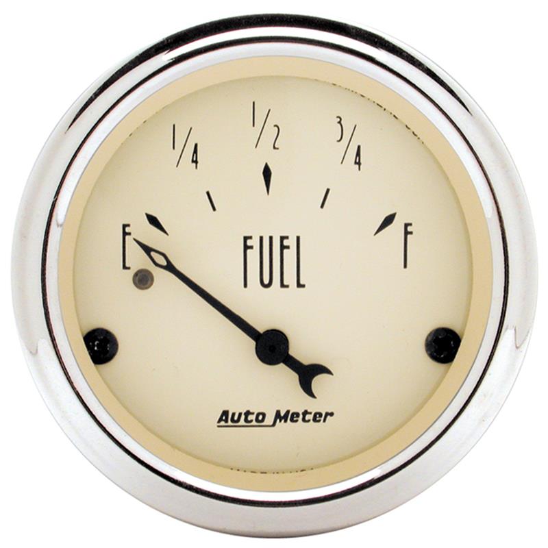 Auto Meter Antique Beige Series - Fuel Level Gauge - Electric, Air-Core Movement - Incl Light Covers Red 3214 & Green 3215 - Incl Mounting Hardware 2230 1818