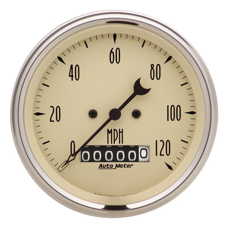 Auto Meter Antique Beige Series - Speedometer - Electric, Air-Core Movement - Incl Bulb & Socket 3219 - Incl Mounting Bracket 1879