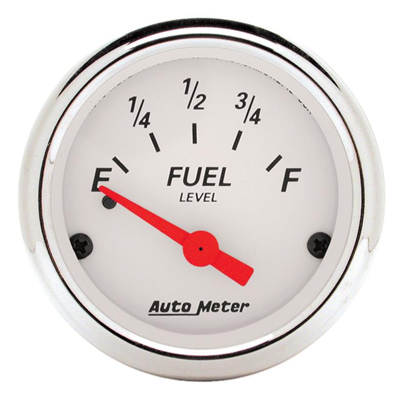 Auto Meter Arctic White Series - Fuel Level Gauge - Electric, Air-Core Movement - Incl Bulb & Socket 3220 - Incl Light Covers Red 3214 & Green 3215 - Incl Mounting Hardware 2230 1318