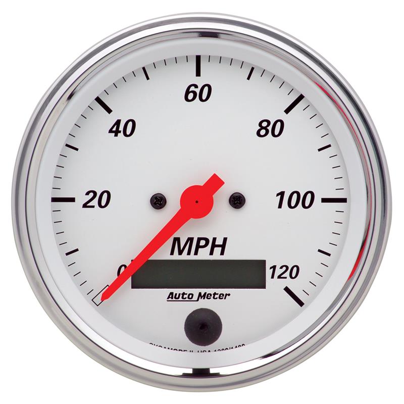 Auto Meter Arctic White Series - Speedometer - Electric, Air-Core Movement - Incl Bulb & Socket 3212 - Incl Light Covers Red 3214 & Green 3215 - Incl Mounting Hardware Bracket Included 1380