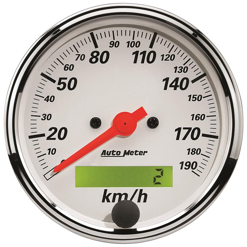 Auto Meter Arctic White Series - Speedometer - Electric, Air-Core Movement - Incl Bulb & Socket 3212 - Incl Light Covers Red 3214 & Green 3215 - Incl Mounting Hardware Bracket Included 1388-M