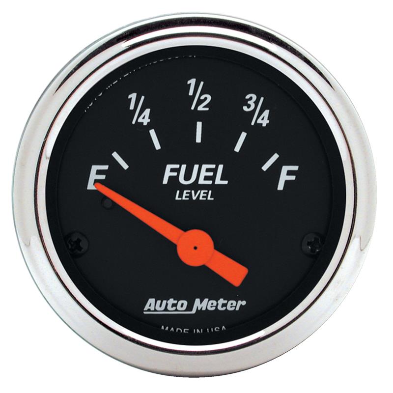 Auto Meter Designer Black Series - Fuel Level Gauge - Electric, Air-Core Movement - Incl Bulb & Socket 3220 - Incl Light Covers Red 3214 & Green 3215 - Incl Mounting Hardware 2230 1422