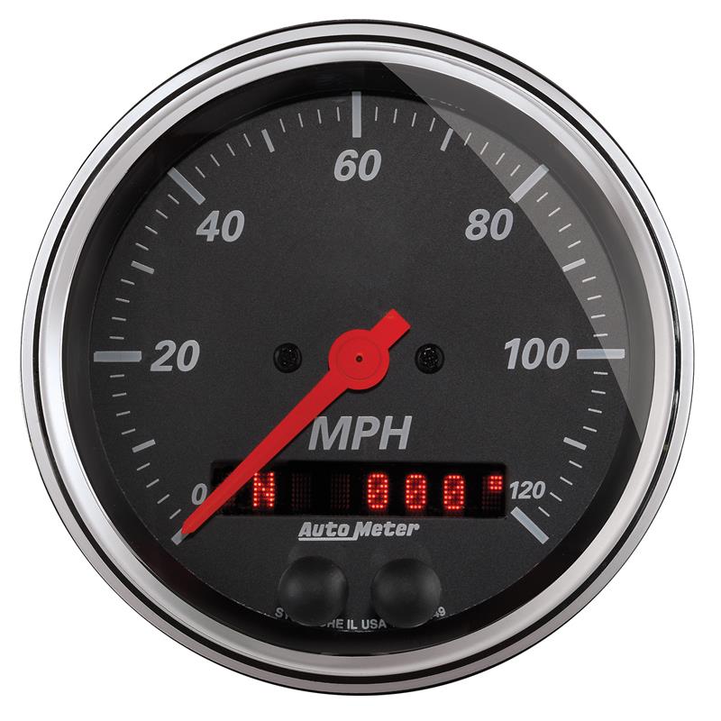 Auto Meter Designer Black Series - GPS Speedometer - Electric, Air-Core Movement - Incl Sensor Unit 5283 - Incl Bulb & Socket 3212 - Incl Light Covers Red 3214 & Green 3215 - Incl Mounting Hardware Bracket Included 1449