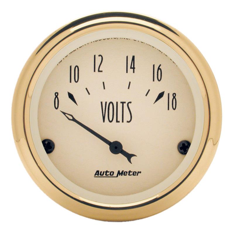 Auto Meter Golden Oldies Series - Voltmeter Gauge - Electric, Air-Core Movement - Incl Bulb & Socket 3220 - Incl Light Covers Red 3214 & Green 3215 - Incl Mounting Hardware Brackets Included 1592