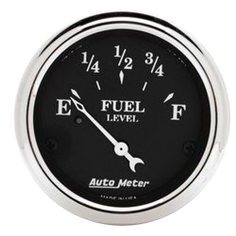 Auto Meter Old Tyme Black Series - Fuel Level Gauge - Electric, Air-Core Movement - Incl Bulb & Socket 3220 - Incl Light Covers Red 3214 & Green 3215 - Incl Mounting Hardware 2230 1717