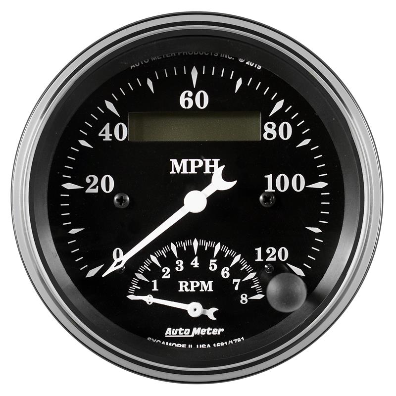 Auto Meter Old Tyme Black Series - Tachometer/Speedometer Combo - Electric, Air-Core Movement - Incl Bulb & Socket 3212 - Incl Light Covers Red 3214 & Green 3215 - Incl Mounting Hardware Bracket Included 1781