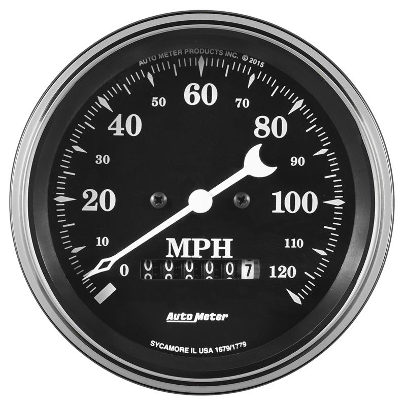 Auto Meter Old Tyme Black Series - Speedometer - Electric, Air-Core Movement - Incl Bulb & Socket 3219 - Incl Mounting Bracket 1779