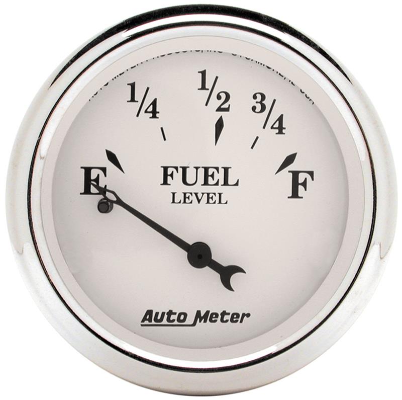 Auto Meter Old Tyme White Series - Fuel Level Gauge - Electric, Air-Core Movement - Incl Bulb & Socket 3220 - Incl Light Covers Red 3214 & Green 3215 - Incl Mounting Hardware 2230 1607