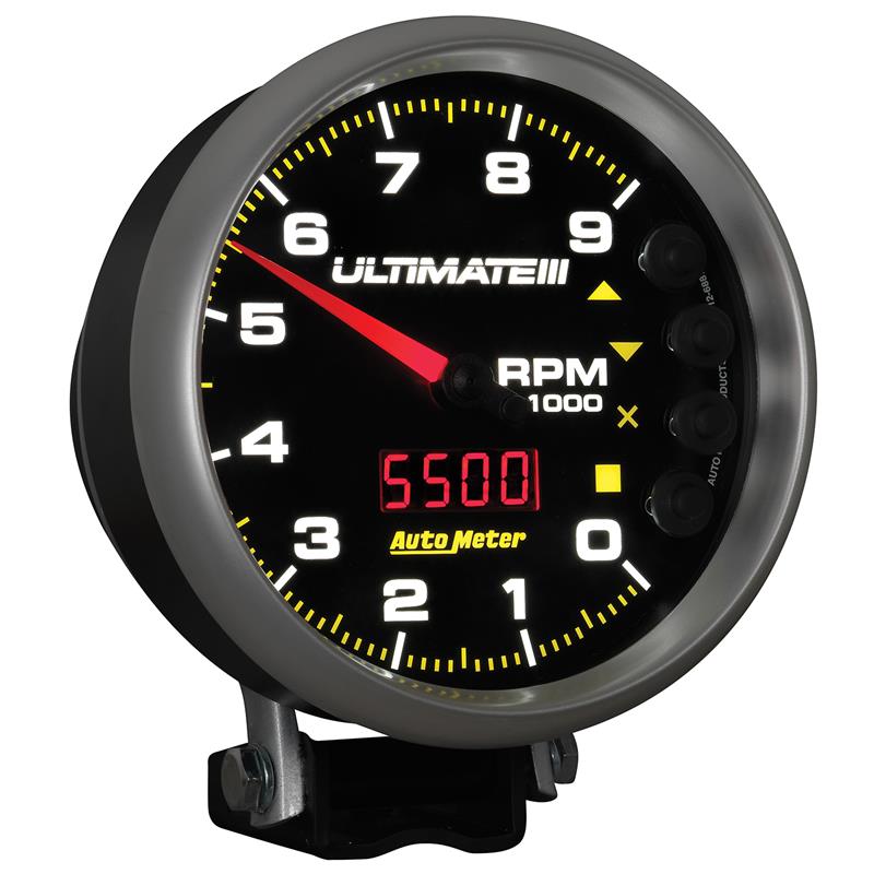 Auto Meter Ultimate Series - Pedestal Tachometer - Electric, Air-Core Movement - Incl Sensor Unit 5212 - Incl Mounting Hardware 6887